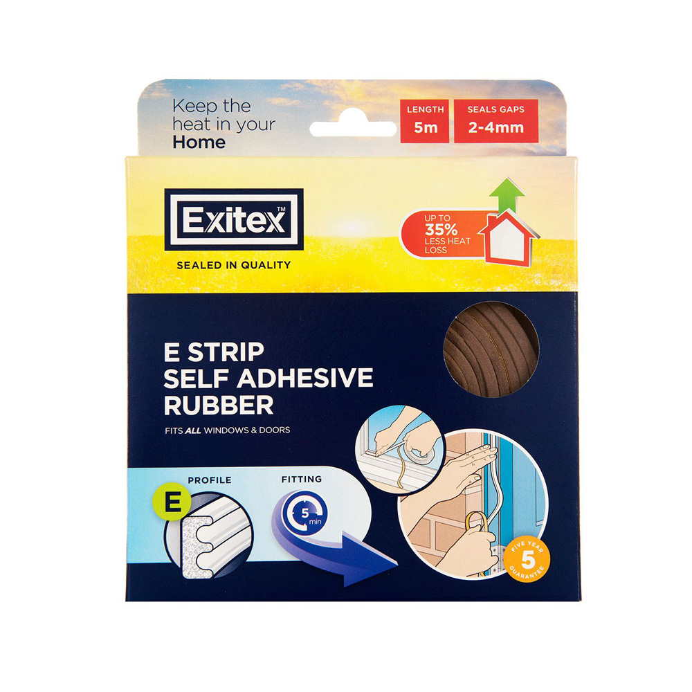 Exitex E Strip Self Adhesive Rubber (5m) - Brown